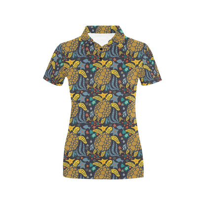 Sea Turtle Pattern Print Design T03 Women's Polo Shirt