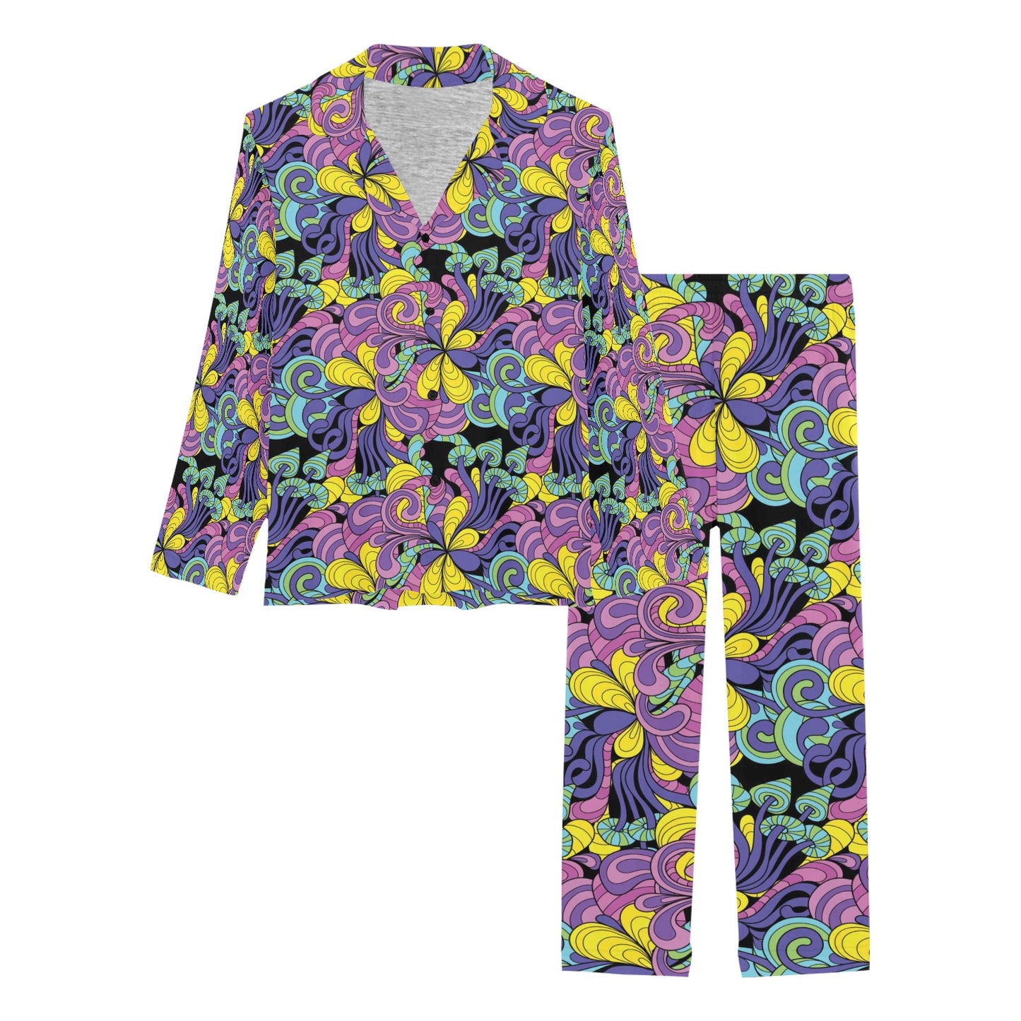 Trippy Print Design LKS305 Women's Long Pajama Set