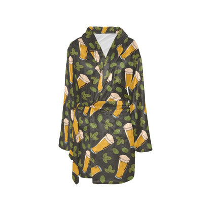 Beer Iris Pattern Print Design 02 Women's Fleece Robe