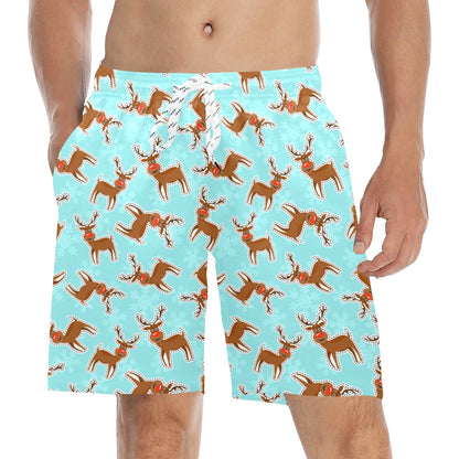 Reindeer Print Design LKS403 Men's Swim Trunks Beach Shorts
