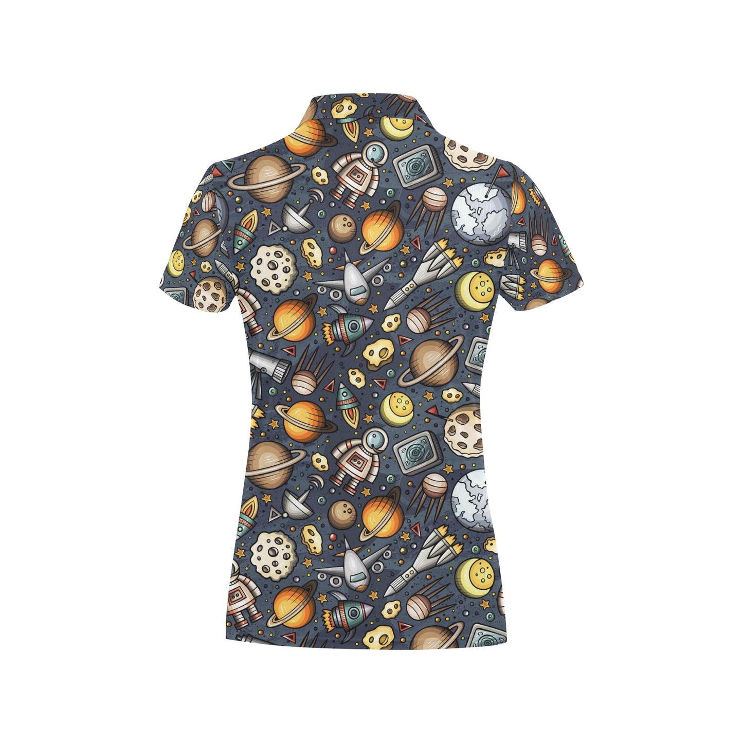Space Pattern Print Women's Polo Shirt