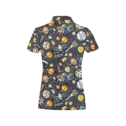 Space Pattern Print Women's Polo Shirt