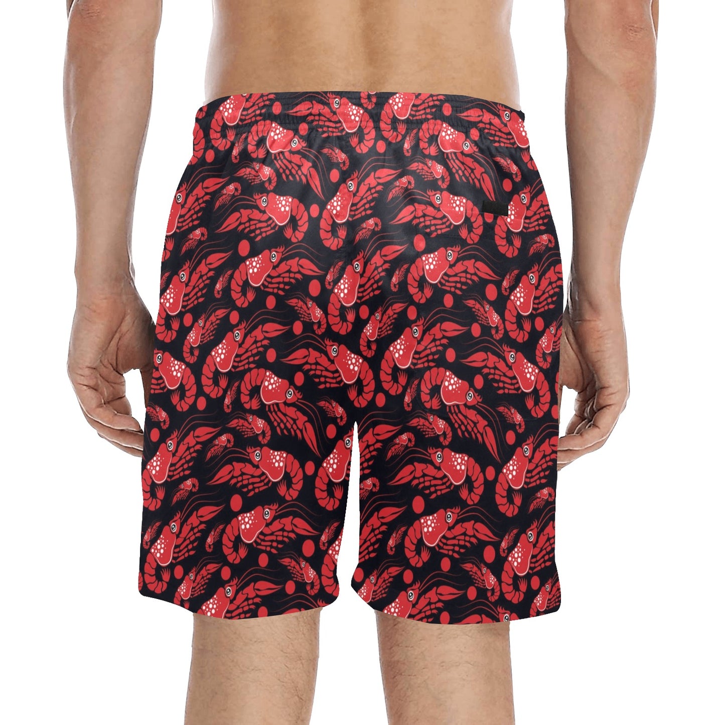 Shrimp Print Design LKS303 Men's Swim Trunks Beach Shorts