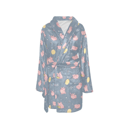 Pig Print Design LKS405 Women's Fleece Robe