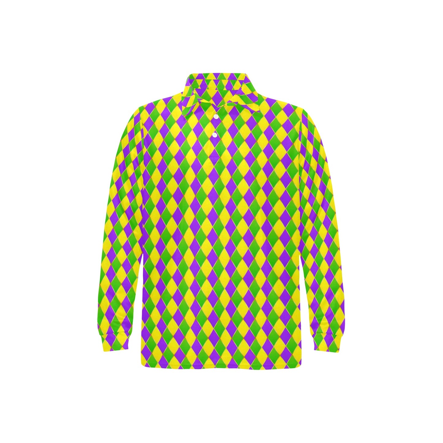 Mardi Gras Pattern Print Design 01 Long Sleeve Polo Shirt For Men's