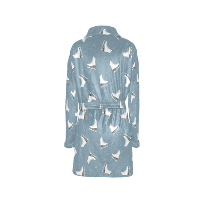 Ice Skate Pattern Print Design 02 Women's Fleece Robe