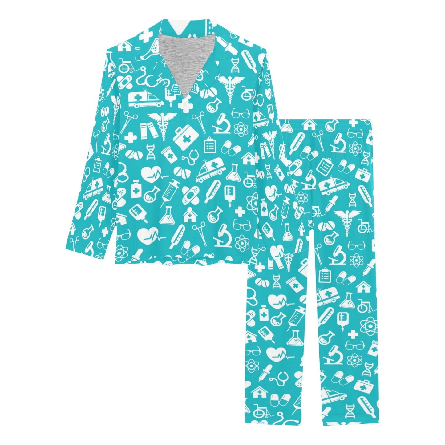 Medical Pattern Print Design 04 Women's Long Pajama Set
