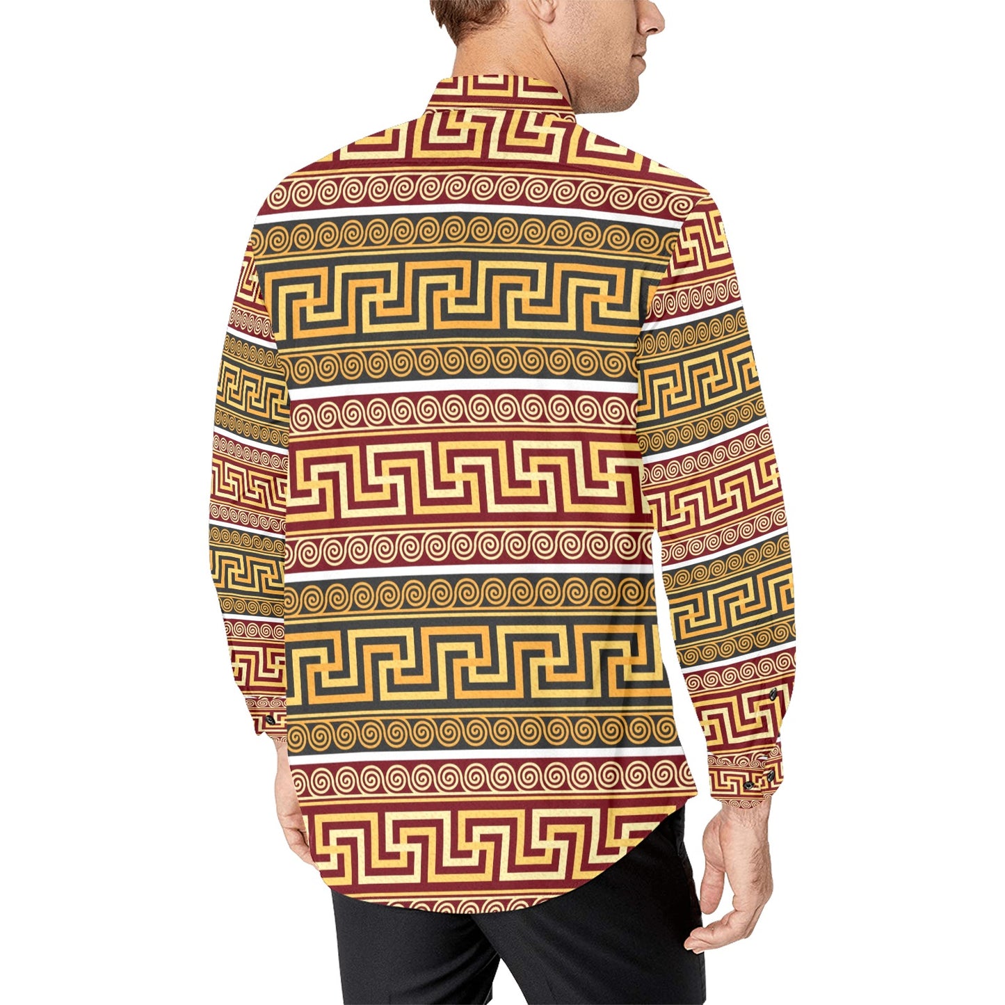 Ancient Greek Pattern Print Design LKS302 Men's Long Sleeve Dress Shirt