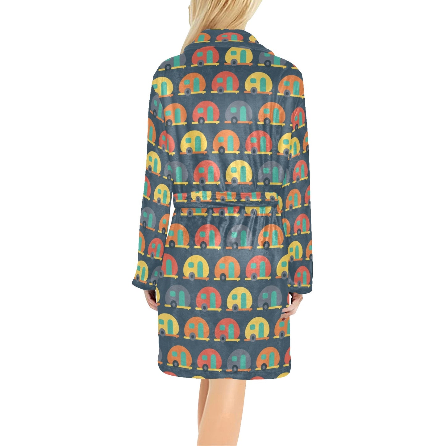 Camper Pattern Print Design 02 Women's Fleece Robe