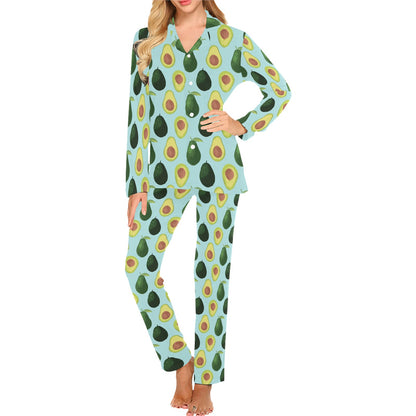 Avocado Pattern Print Design 04 Women's Long Pajama Set