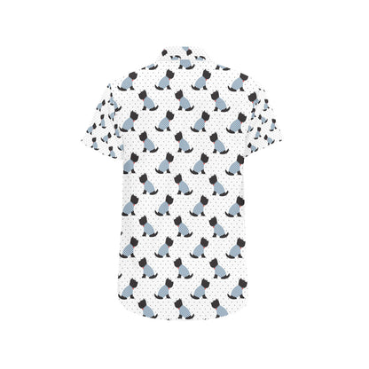Scottish Terriers Print Design LKS3013 Men Short Sleeve Button Up Shirt