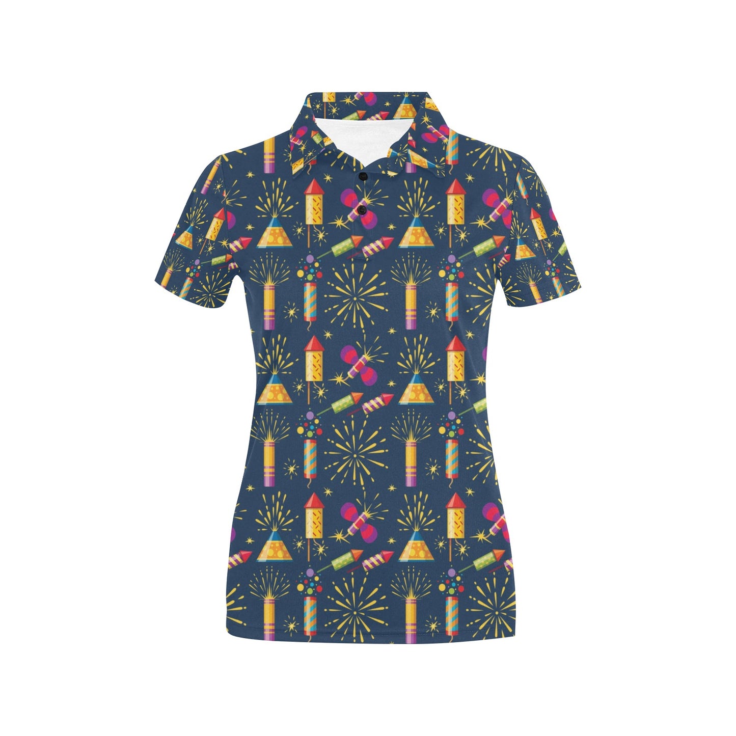 Firework Sparkling Rockets Print Design LKS306 Women's Polo Shirt
