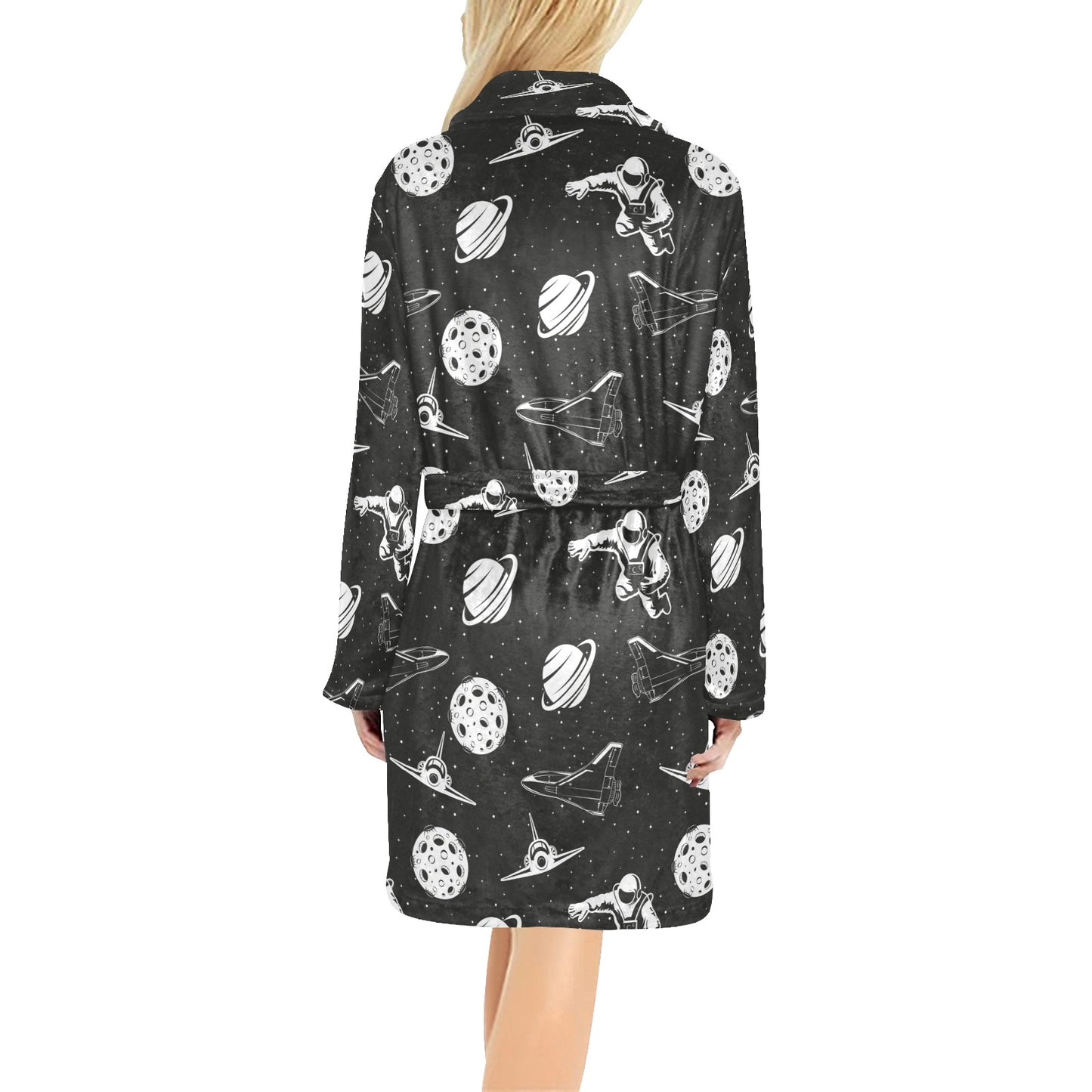 Space Astronauts Print Women's Fleece Robe