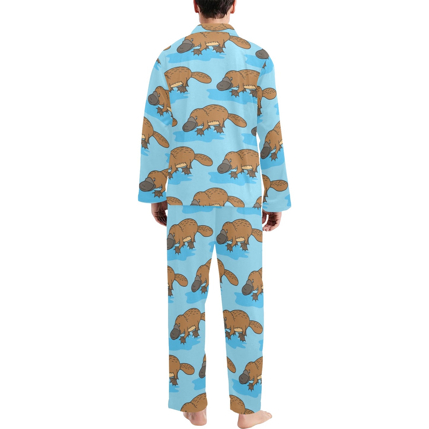 Platypus Pattern Print Design A02 Men's Long Pajama Set