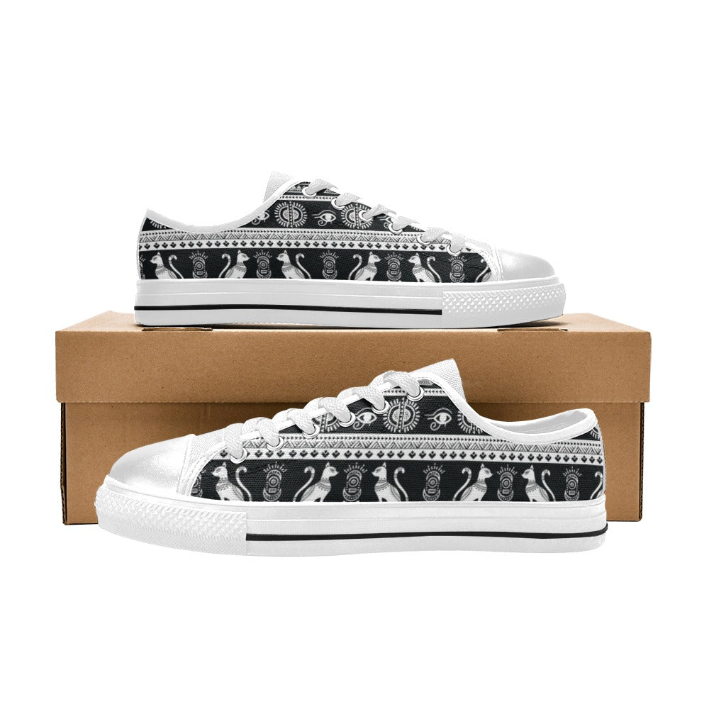 Tribal Pattern Print Design LKS305 Women's White Low Top Shoes