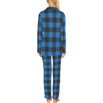 Buffalo check Blue Pattern Print Design 03 Women's Long Pajama Set