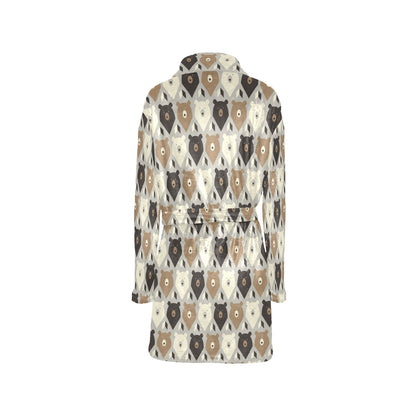 Bear Pattern Print Design 04 Women's Fleece Robe