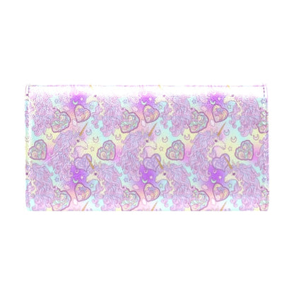 Unicorn Rainbow Star Heart Print Women's Trifold Wallet