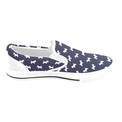 Scottish Terriers Print Design LKS3019 White Slip Ons Canvas Women's Shoes