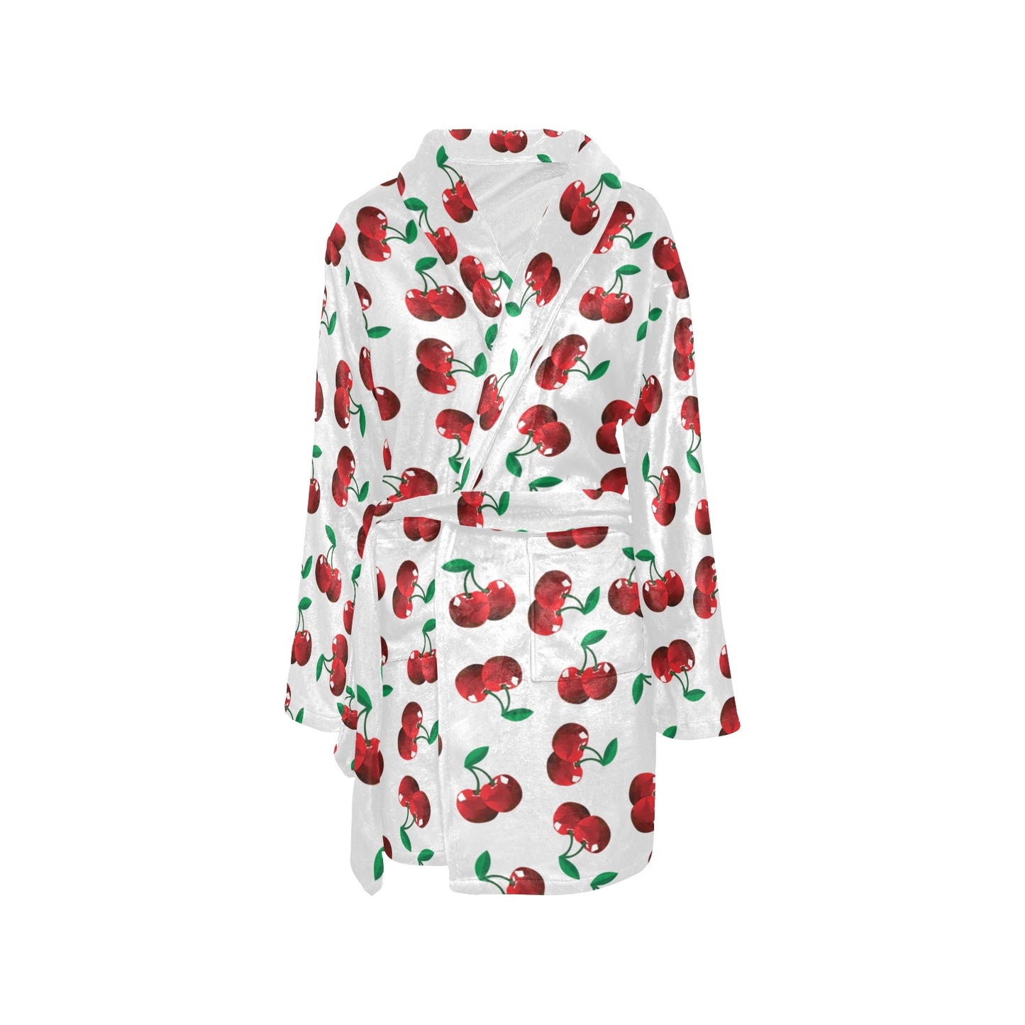 Cherry Pattern Print Design 01 Women's Fleece Robe