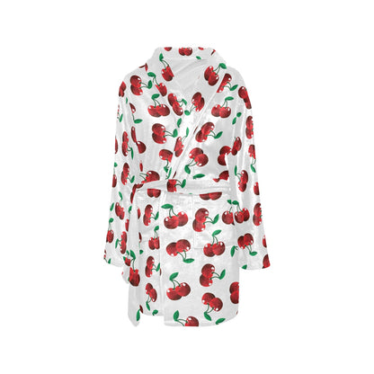Cherry Pattern Print Design 01 Women's Fleece Robe