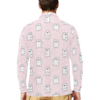 Polar Bear Pattern Print Design PB09 Long Sleeve Polo Shirt For Men's