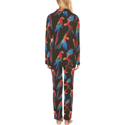 Macaw Pattern Print Design 04 Women's Long Pajama Set
