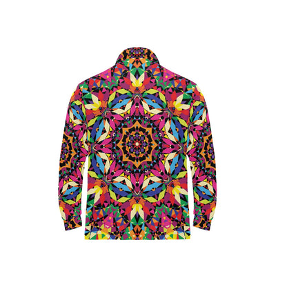 Kaleidoscope Pattern Print Design 02 Long Sleeve Polo Shirt For Men's