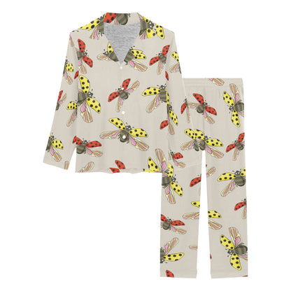 Ladybug Pattern Print Design 04 Women's Long Pajama Set