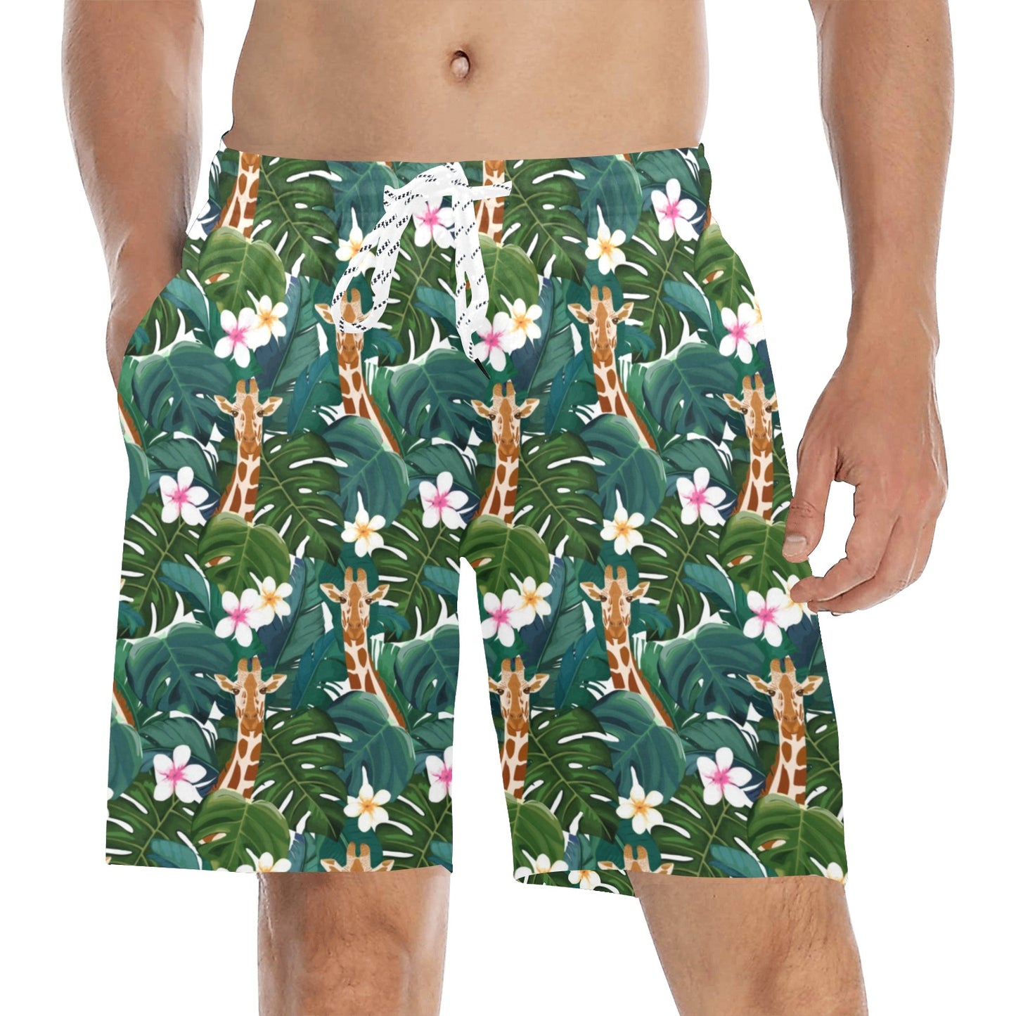 Giraffe Jungle Design Print Men's Swim Trunks Beach Shorts
