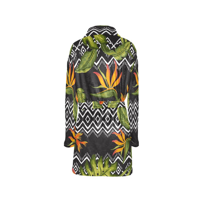 Bird Of Paradise Pattern Print Design BOP07 Women's Fleece Robe