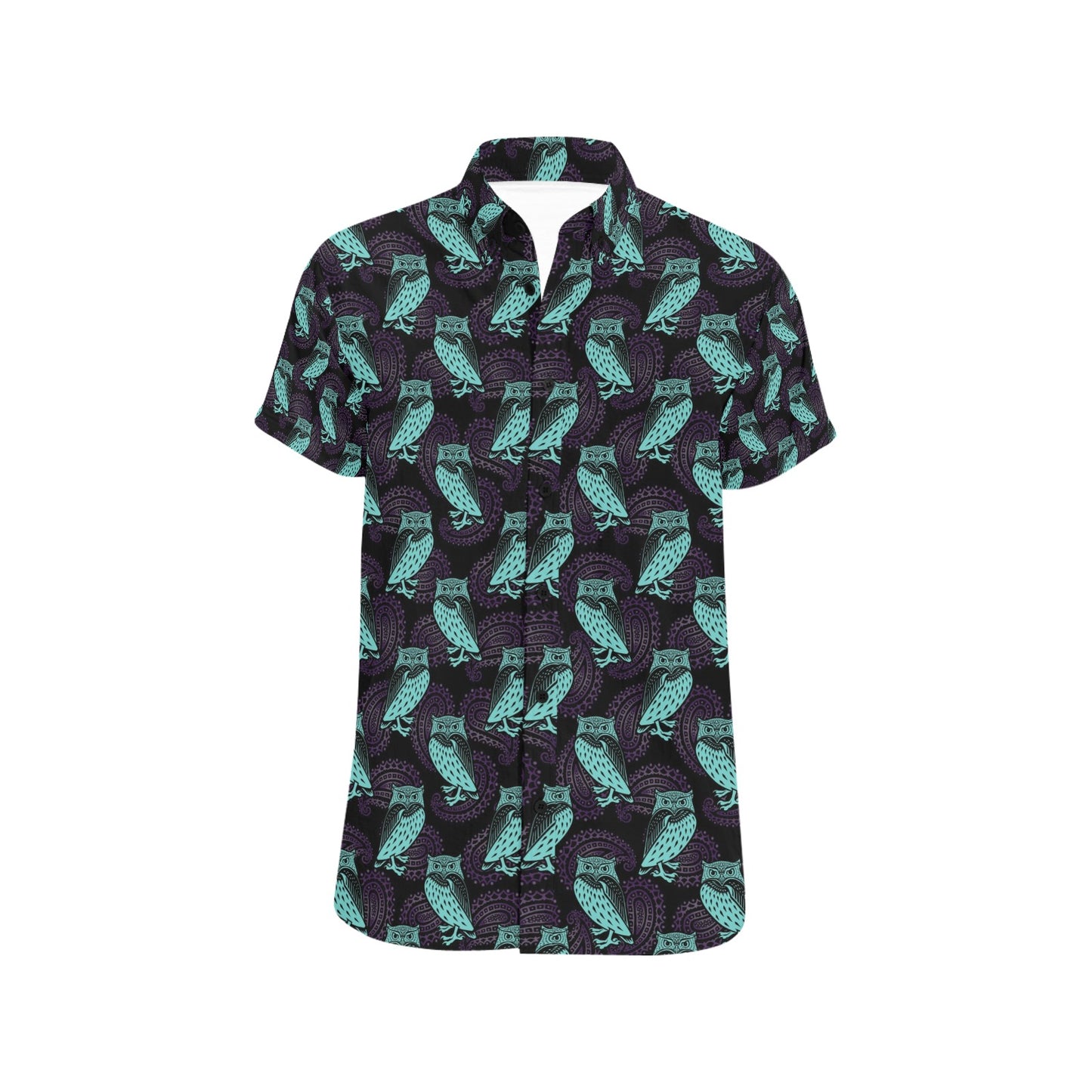 Tribal Pattern Print Design LKS3010 Men Short Sleeve Button Up Shirt