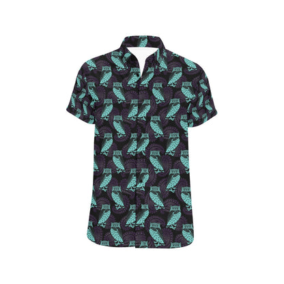 Tribal Pattern Print Design LKS3010 Men Short Sleeve Button Up Shirt
