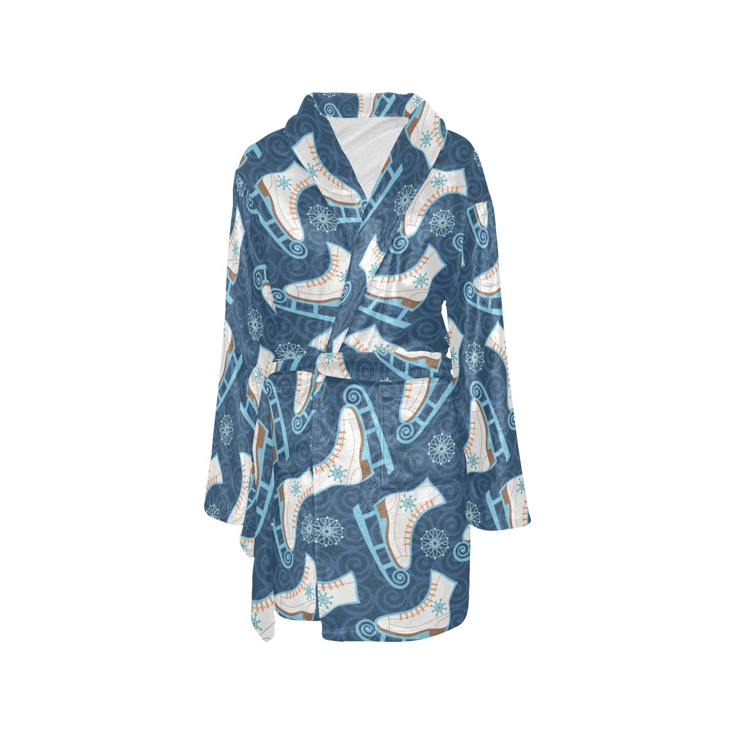 Ice Skate Pattern Print Design 01 Women's Fleece Robe
