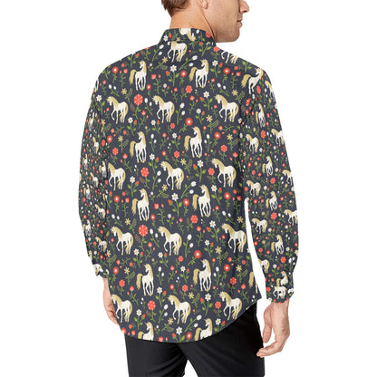 Unicorn Print Design LKS301 Men's Long Sleeve Dress Shirt