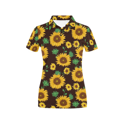 Sunflower Pattern Print Design SF01 Women's Polo Shirt