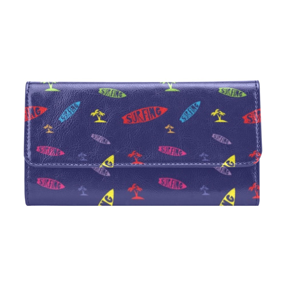 Surfboard Print Design LKS305 Women's Trifold Wallet