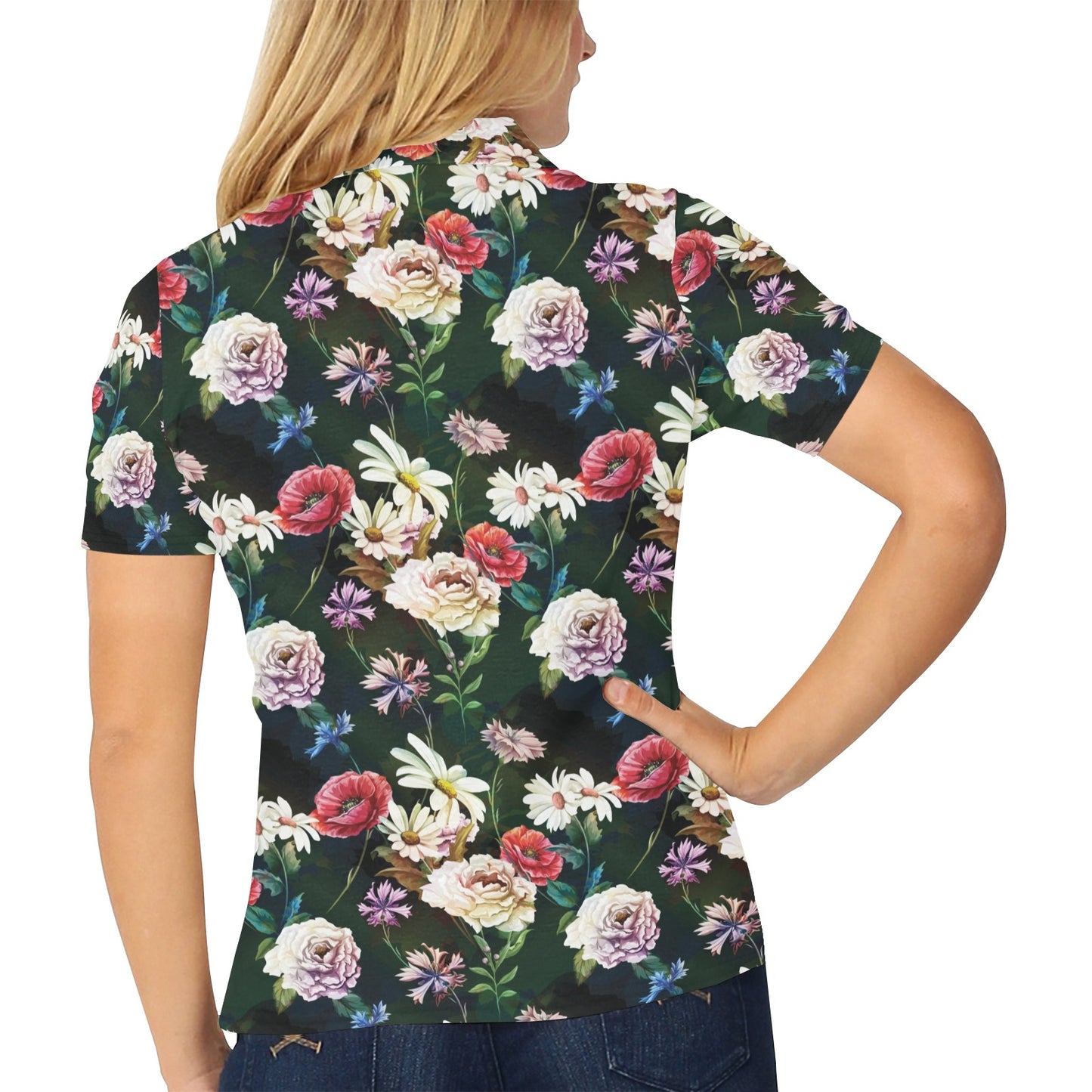Summer Floral Print Design LKS303 Women's Polo Shirt