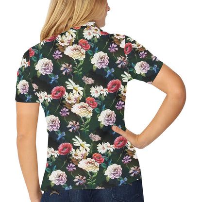 Summer Floral Print Design LKS303 Women's Polo Shirt