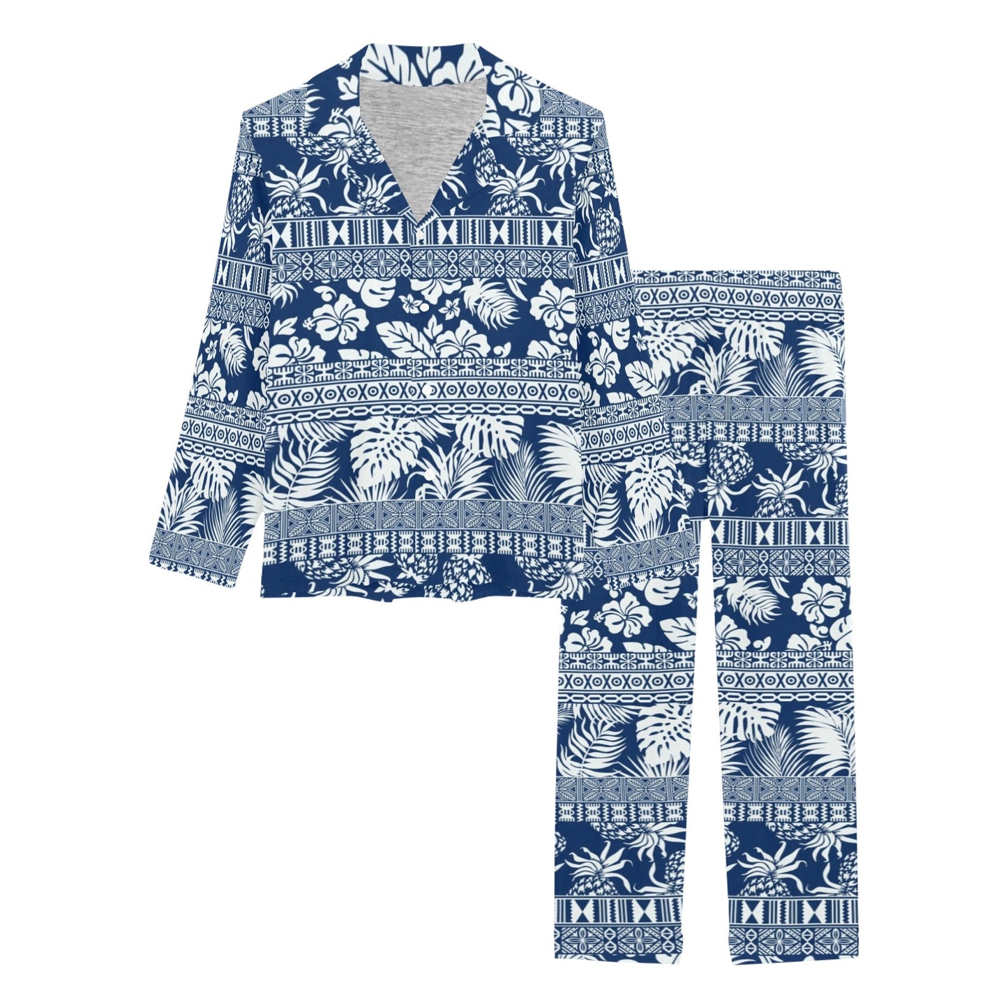 Hawaiian Themed Pattern Print Design H020 Women's Long Pajama Set