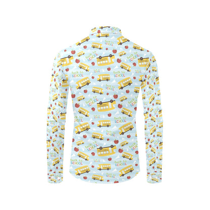 School Bus Back To School Print Design LKS303 Men's Long Sleeve Dress Shirt