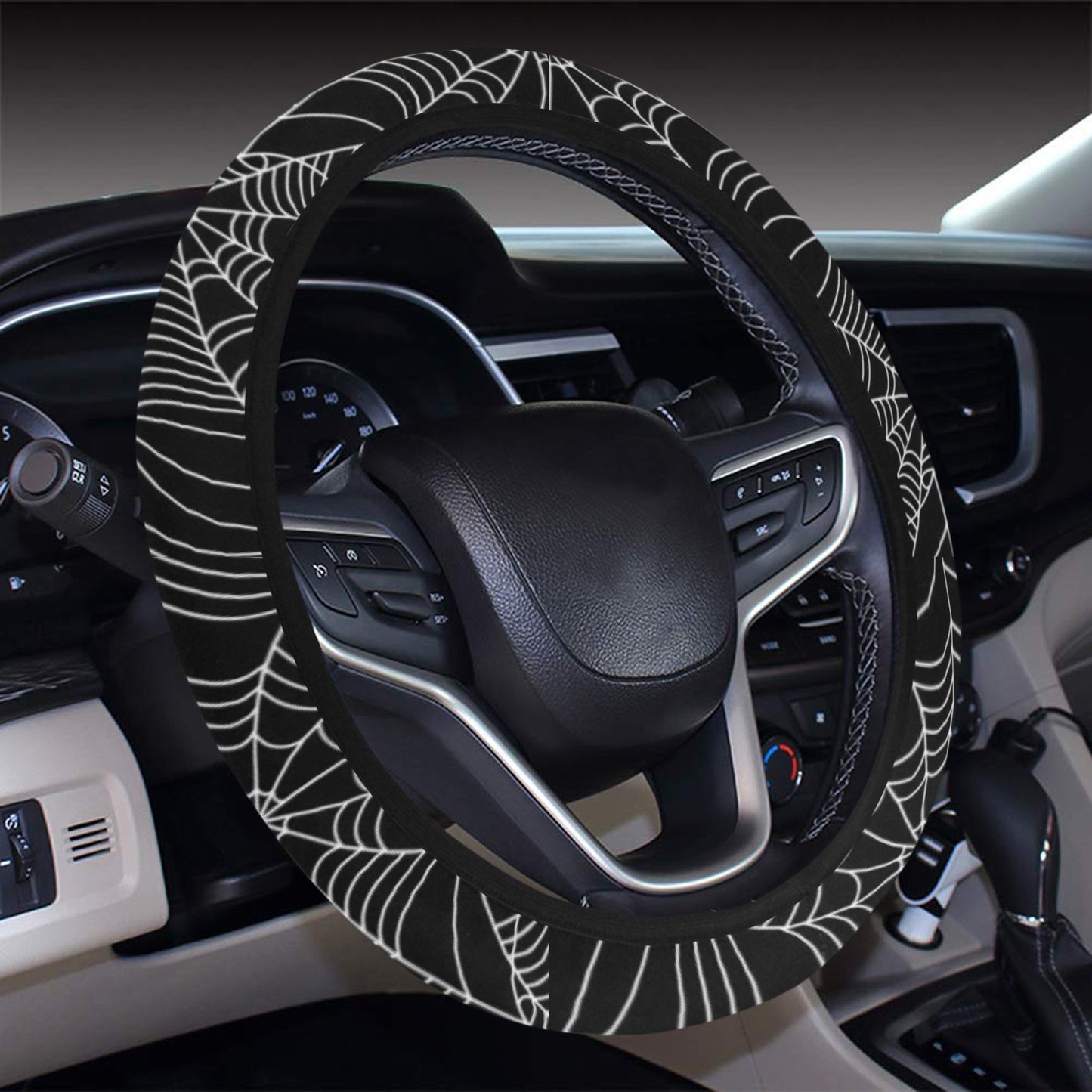 Spider Web Print Design LKS301 Steering Wheel Cover with Elastic Edge
