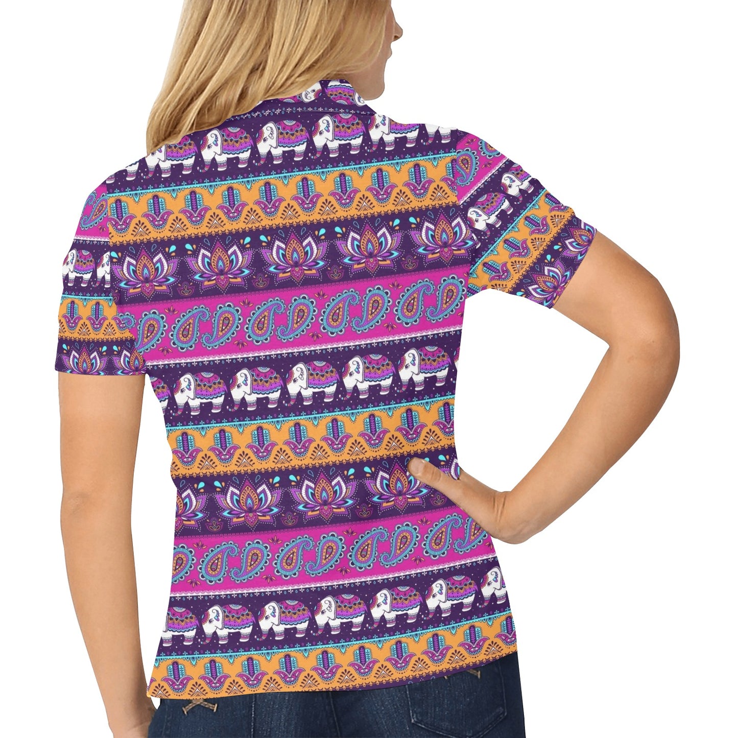 Boho Indian Style Pattern Women's Polo Shirt