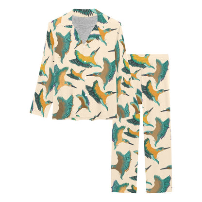 Kingfisher Pattern Print Design 02 Women's Long Pajama Set