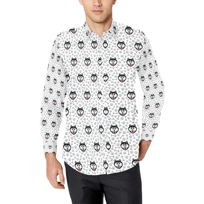 Siberian Huskies Print Design LKS305 Men's Long Sleeve Dress Shirt