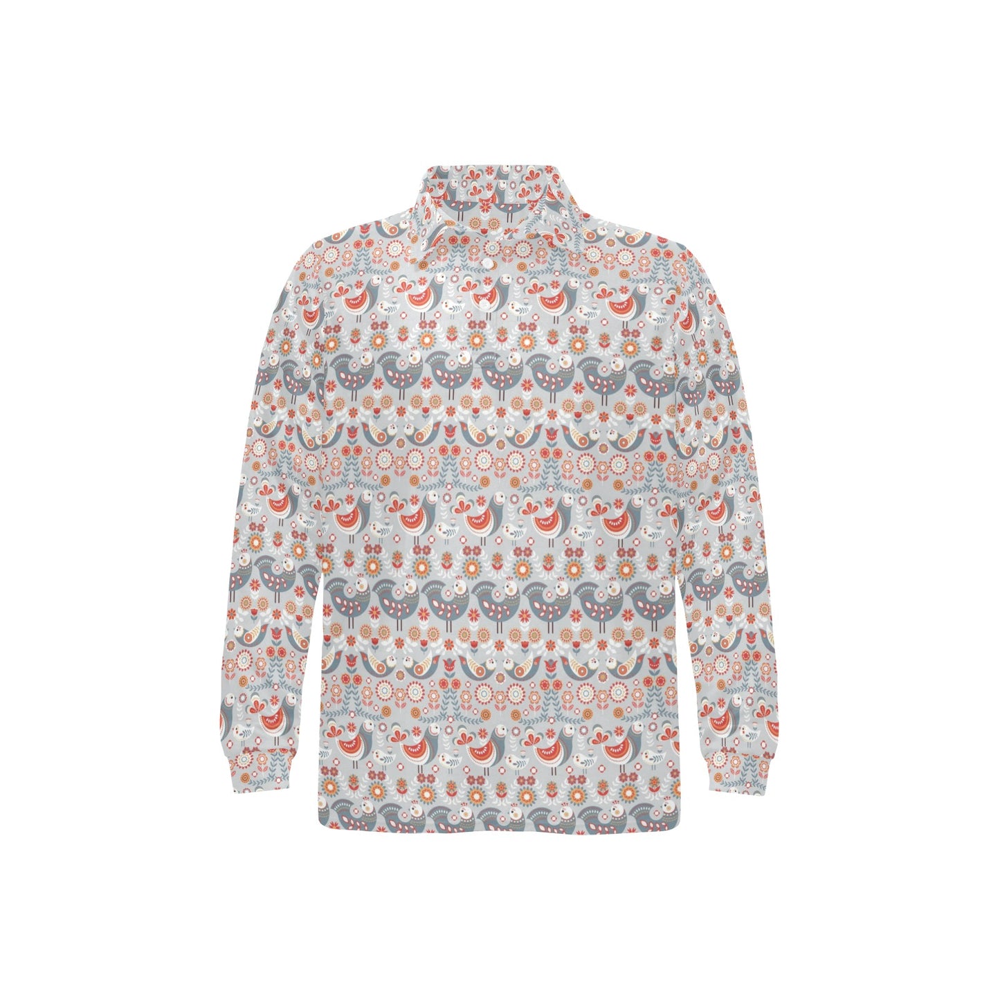 Swedish Nordic Design Print Long Sleeve Polo Shirt For Men's