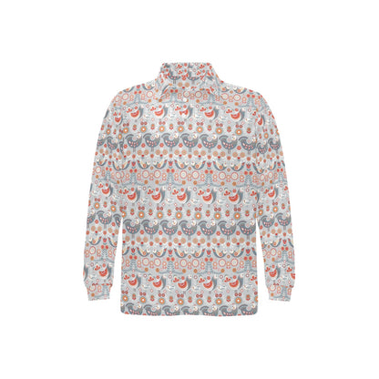 Swedish Nordic Design Print Long Sleeve Polo Shirt For Men's