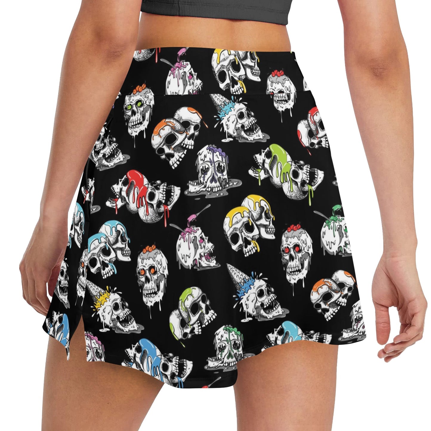 Skull Print Design LKS3013 17" Golf & Pickleball Skort with Pockets