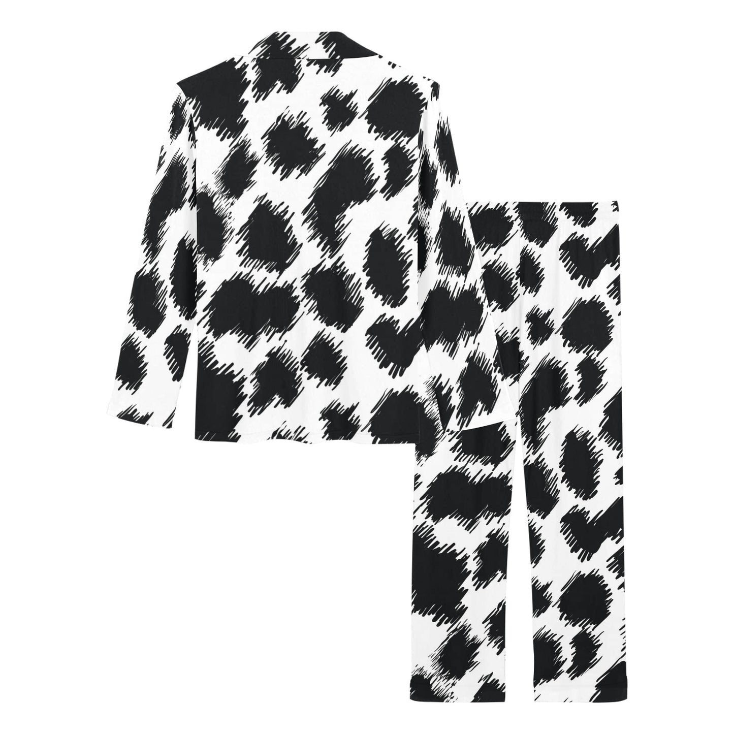 Cheetah Black Print Pattern Women's Long Pajama Set