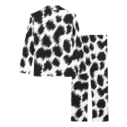 Cheetah Black Print Pattern Women's Long Pajama Set